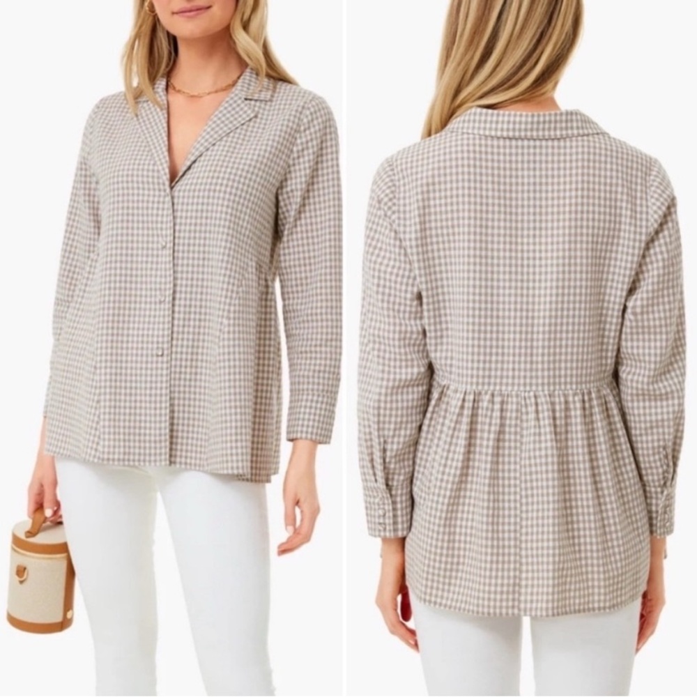 Pomander Place Tuckernuck Scarlett Gingham Linen Blouse